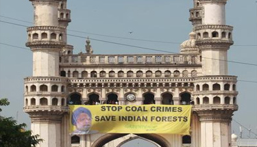 Protest banner against PM at Charminar