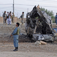Afghan bomber attacks near major US base